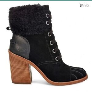 UGG Women's Jaxon Suede Shearling Boots Size 10